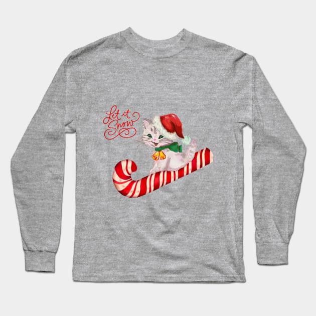 Let it snow kitty Long Sleeve T-Shirt by Peaceful Pigments